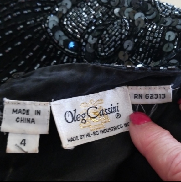 Oleg Cassini Vintage Black Beaded Sequin Dress - Picture 15 of 16